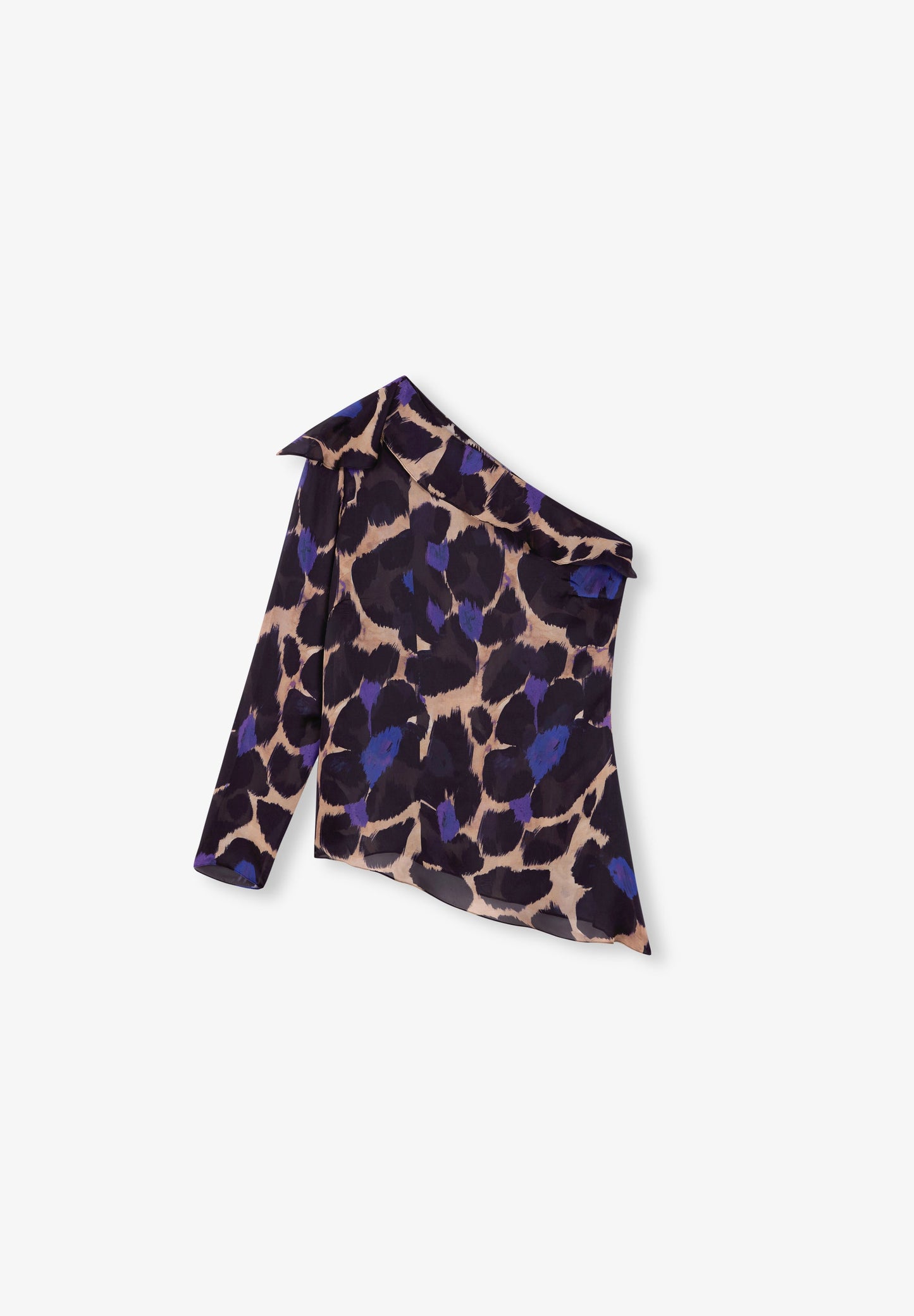 ASYMMETRIC ANIMAL PRINT BLOUSE