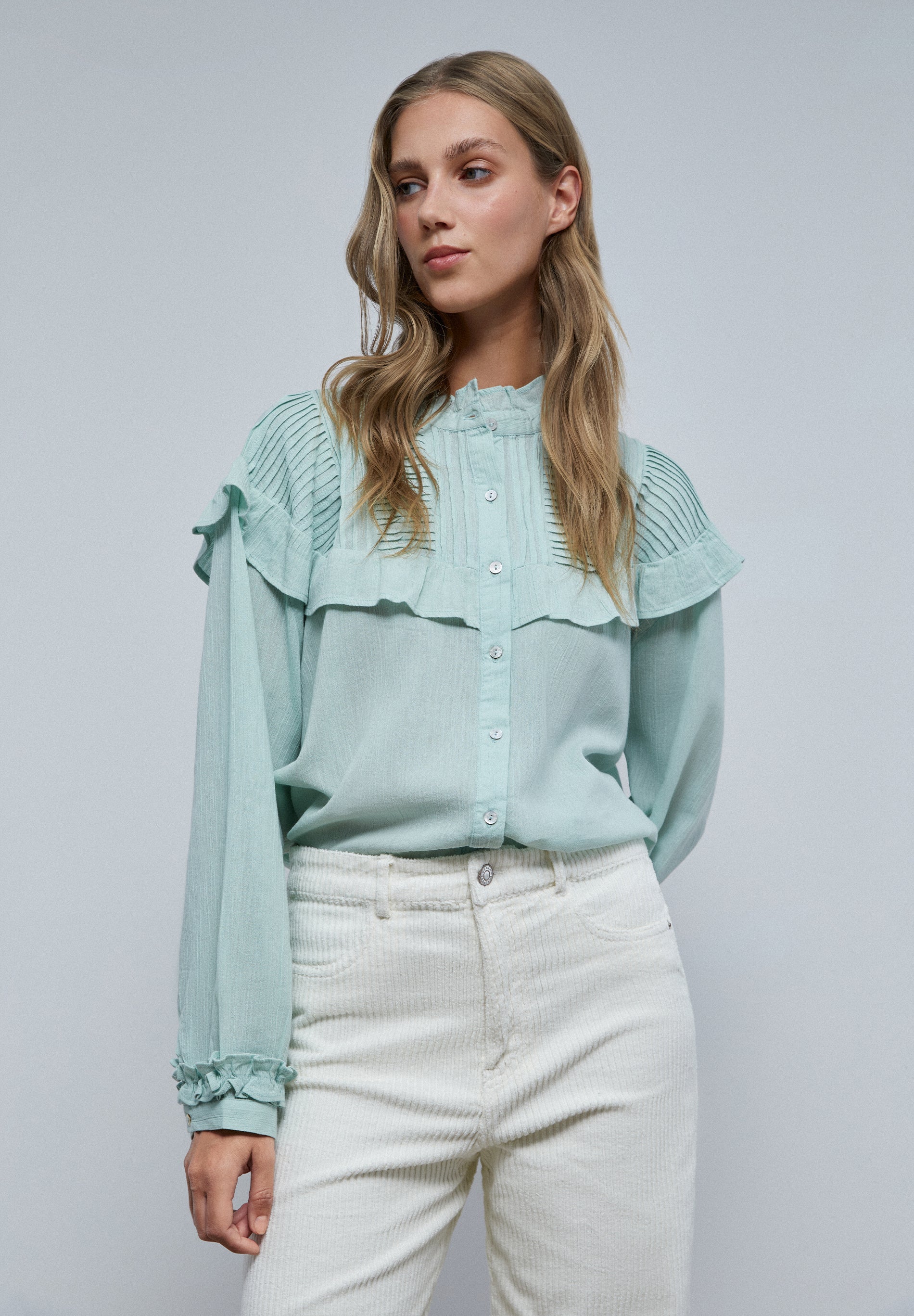 GINGHAM RUFFLED YOKE