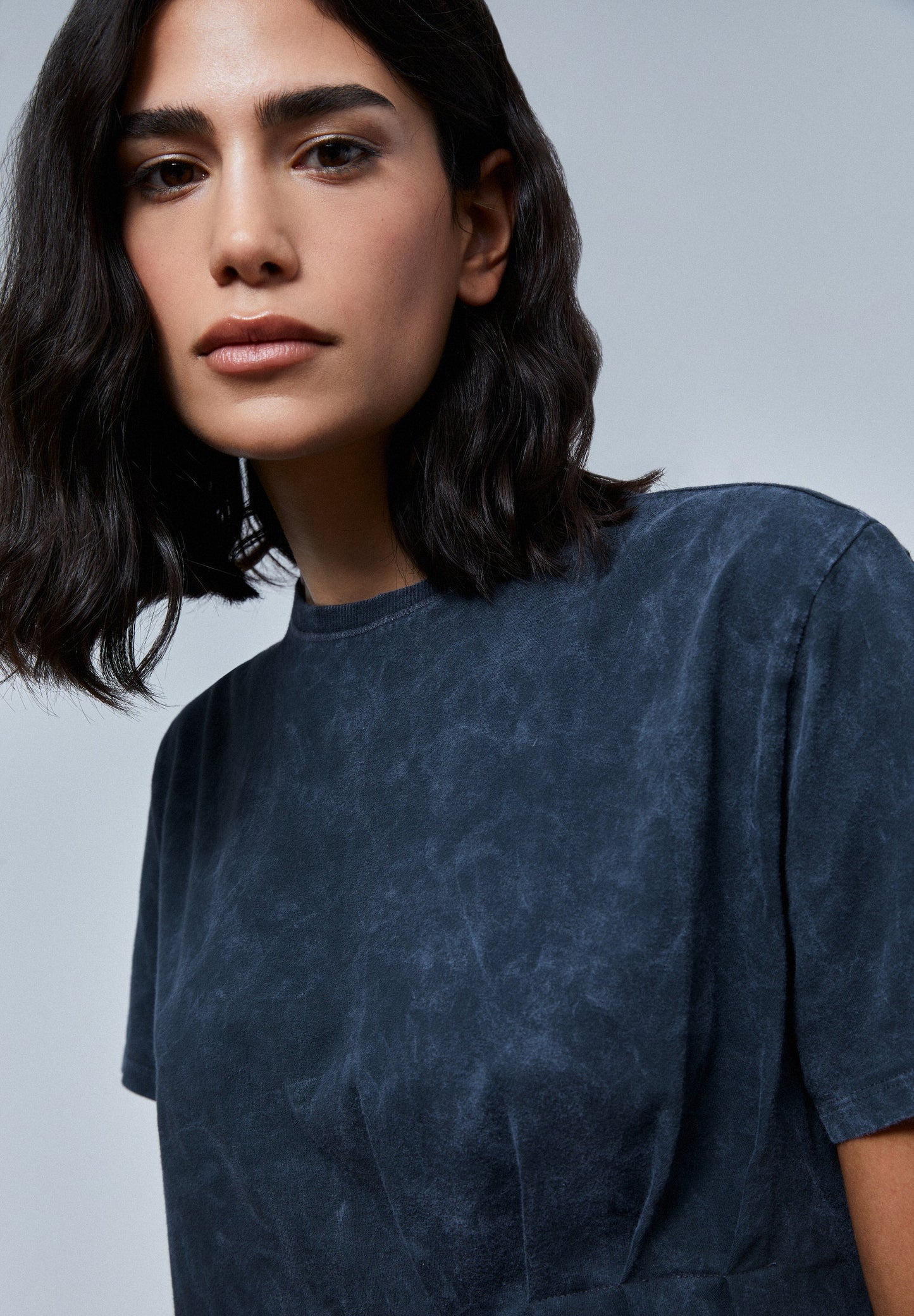 FADED T-SHIRT WITH SIDE PLEAT