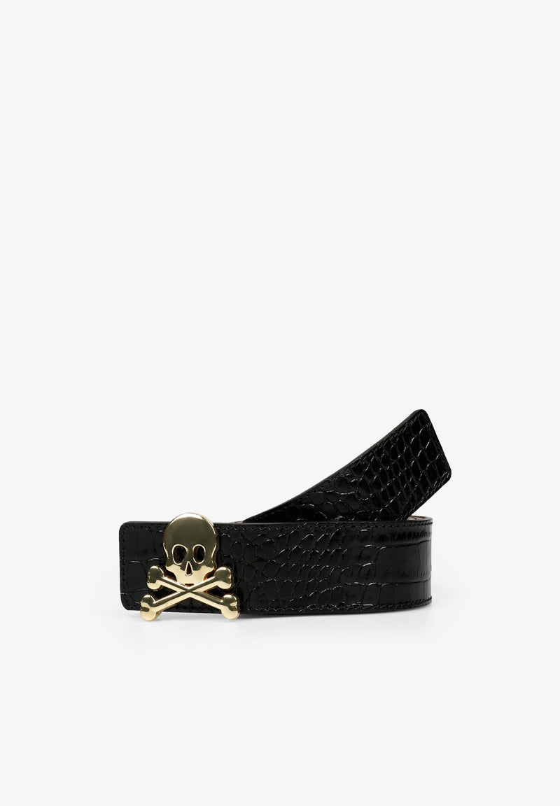 REVERSIBLE BELT WITH SKULL