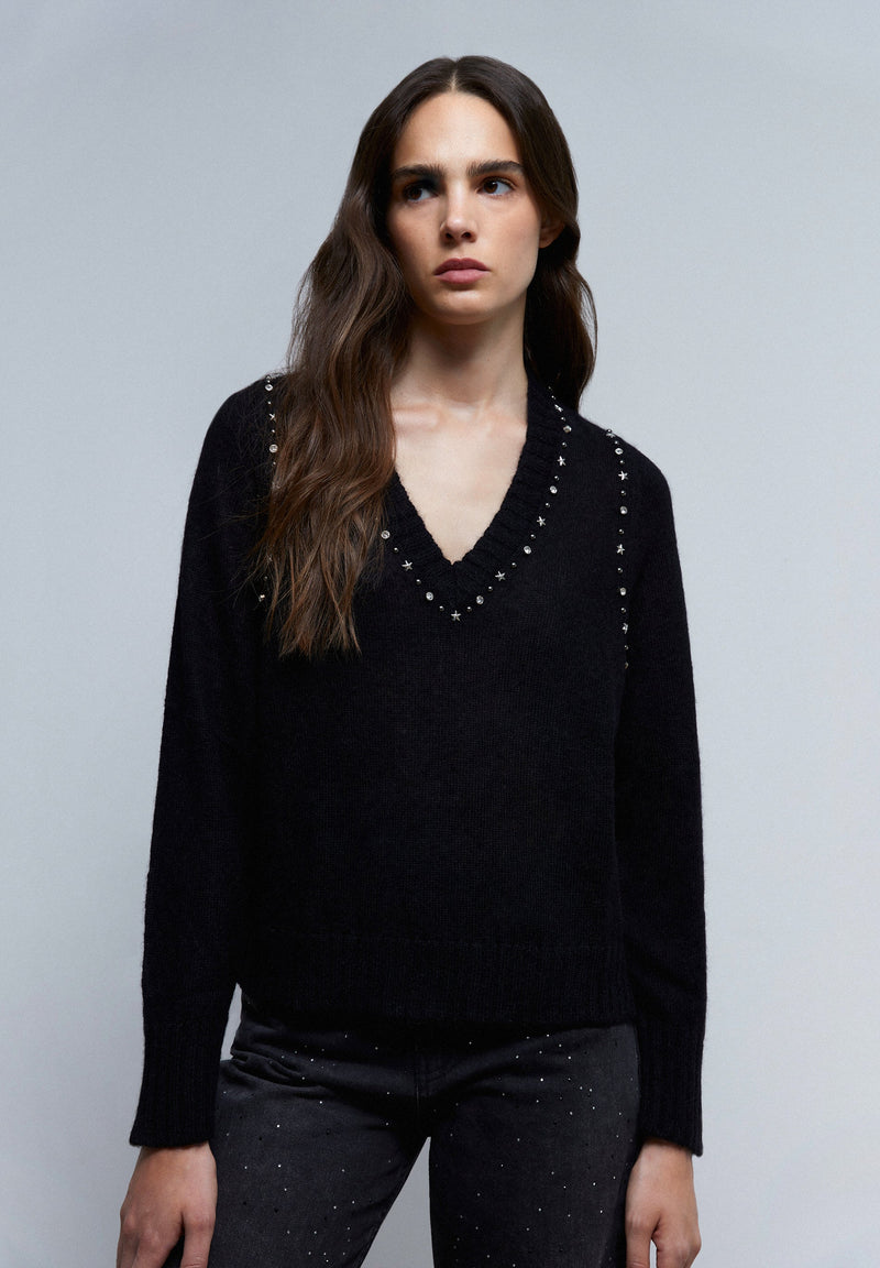 KNIT SWEATER WITH STUDS