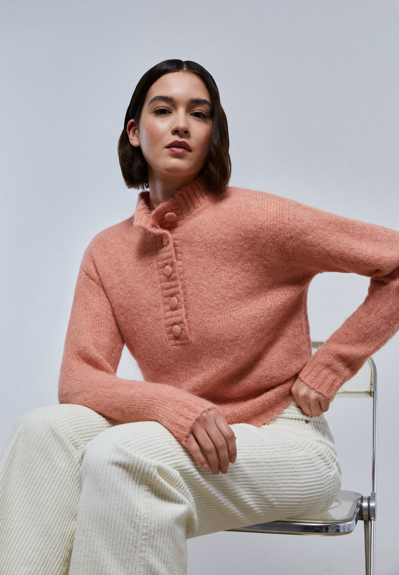 Henley neck sweater sale