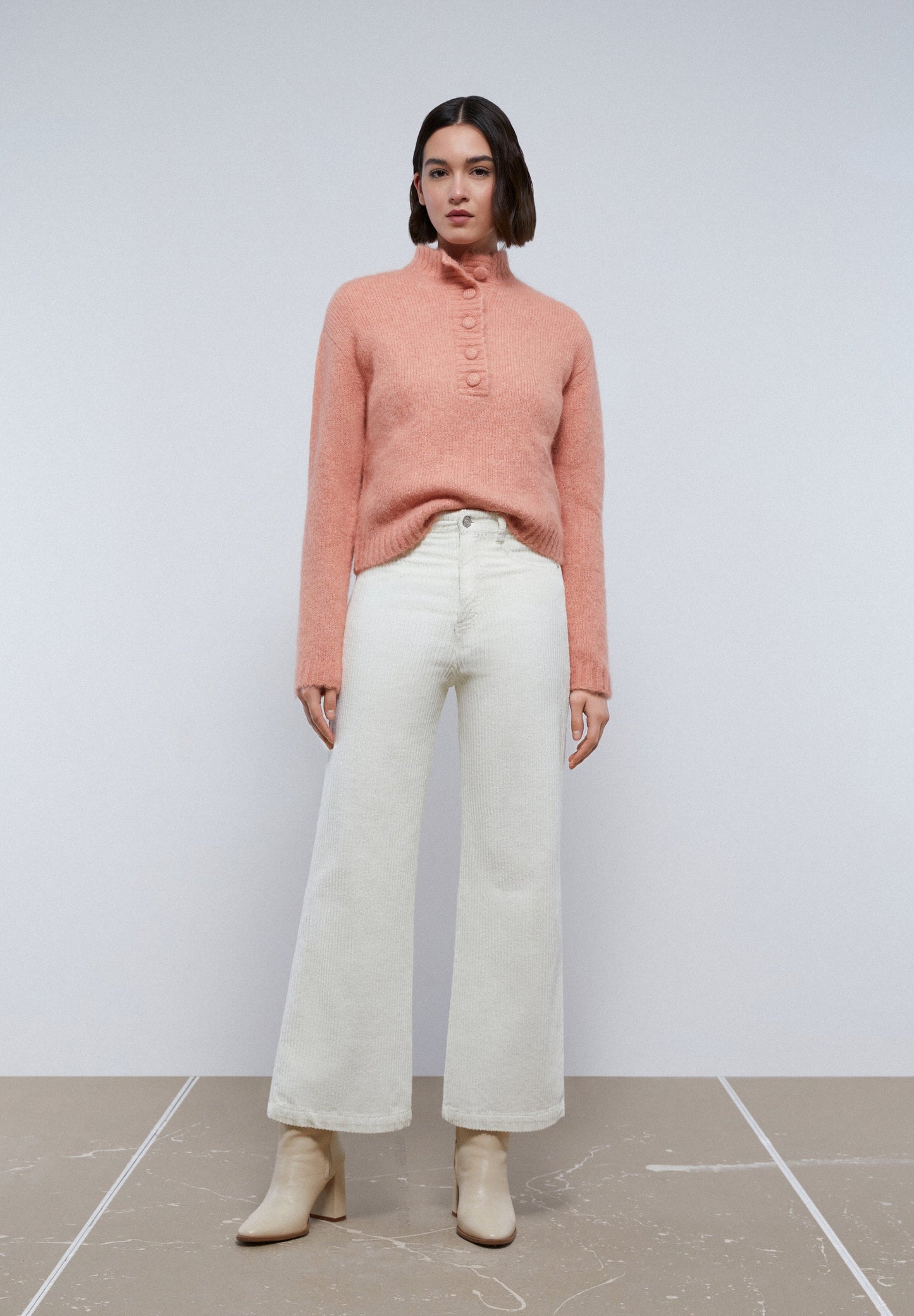 HENLEY NECK KNIT SWEATER