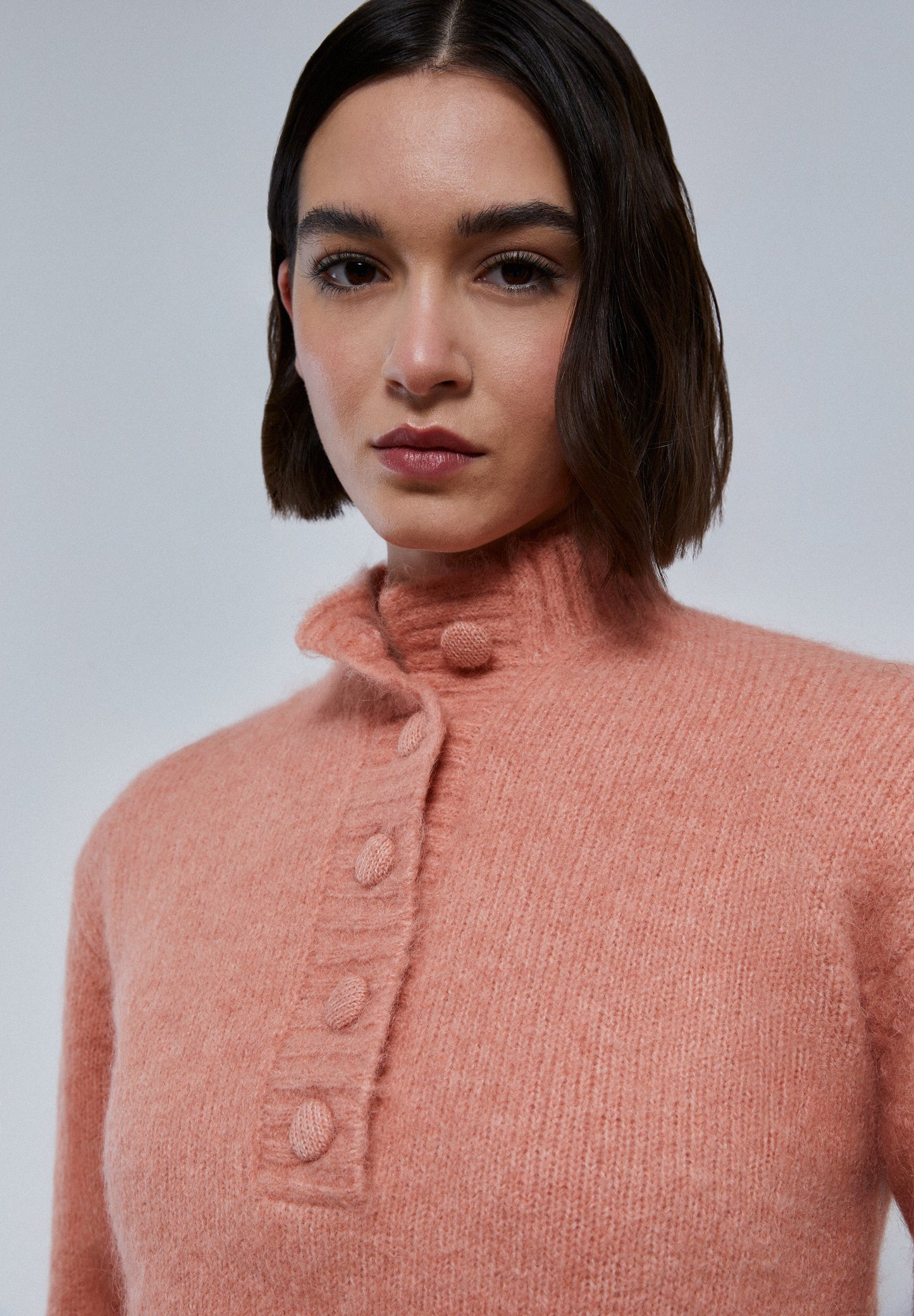 HENLEY NECK KNIT SWEATER