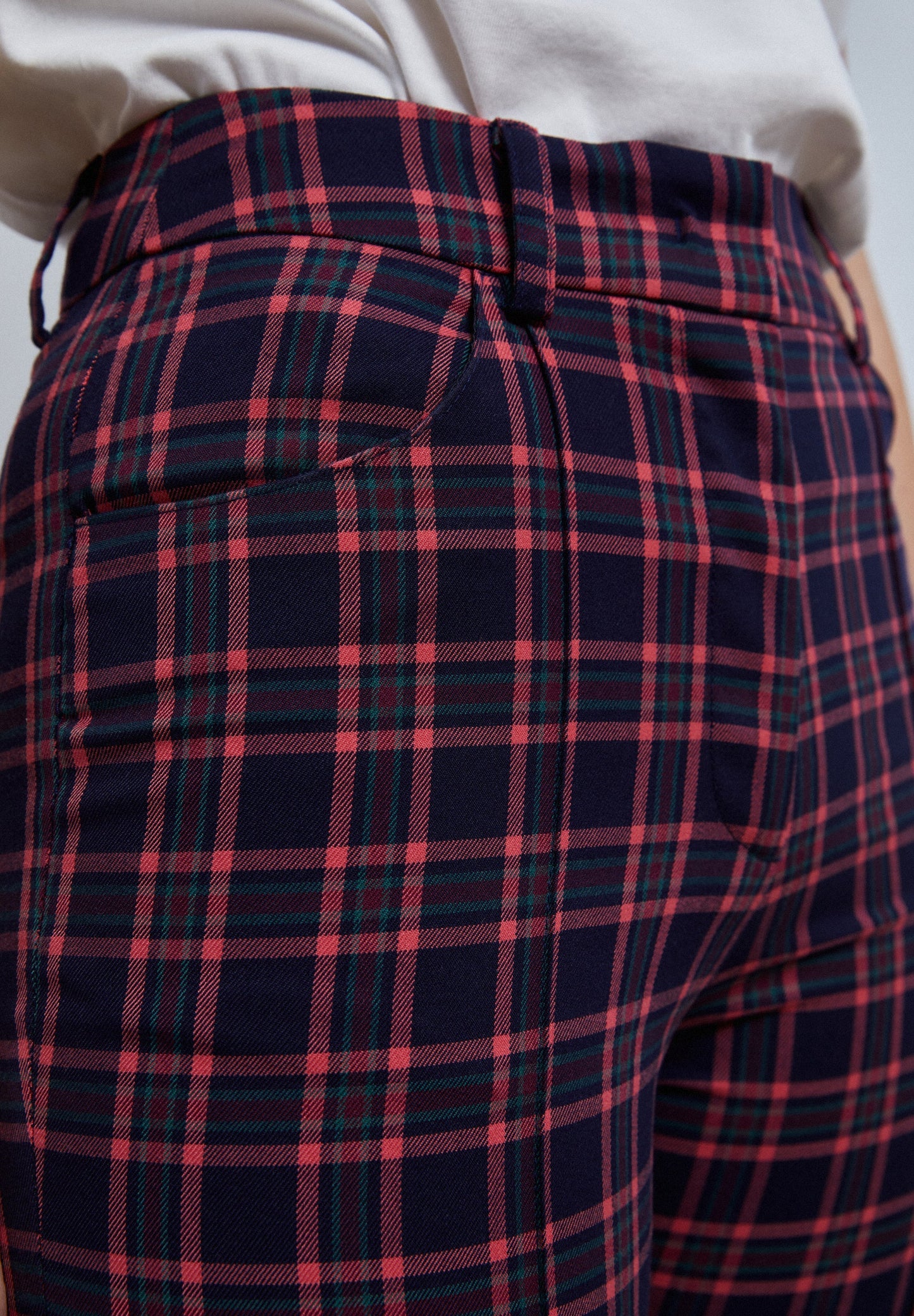 FLARED CHECK TROUSERS