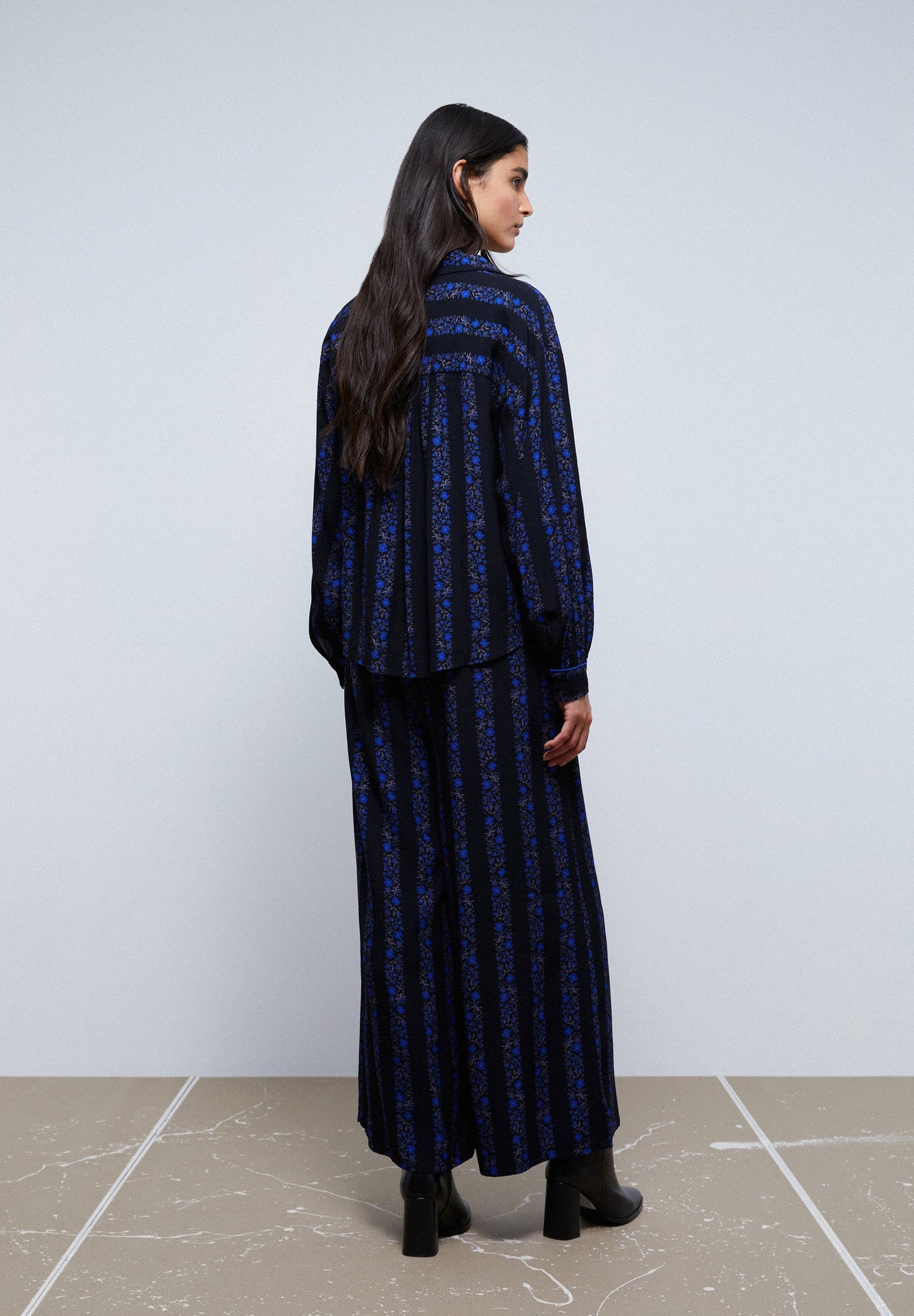 PALAZZO STRIPED FLORAL TROUSERS