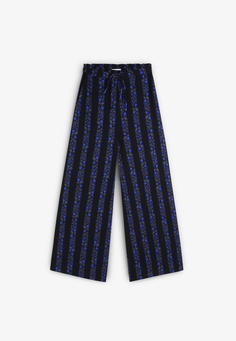 PALAZZO STRIPED FLORAL TROUSERS