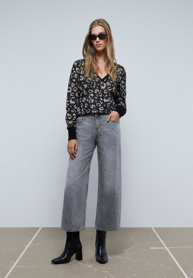 CULOTTE JEANS WITH STUDS