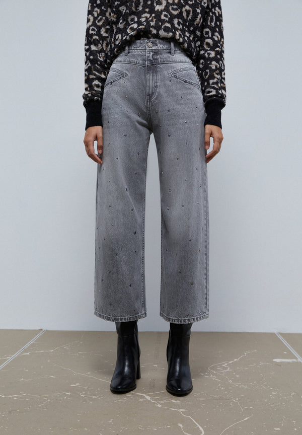 CULOTTE JEANS WITH STUDS