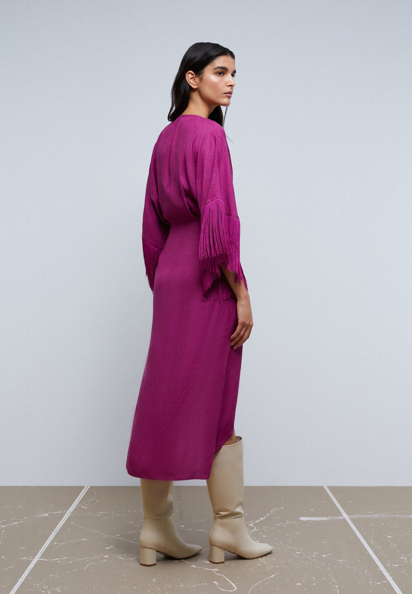 MIDI DRESS WITH FRINGING