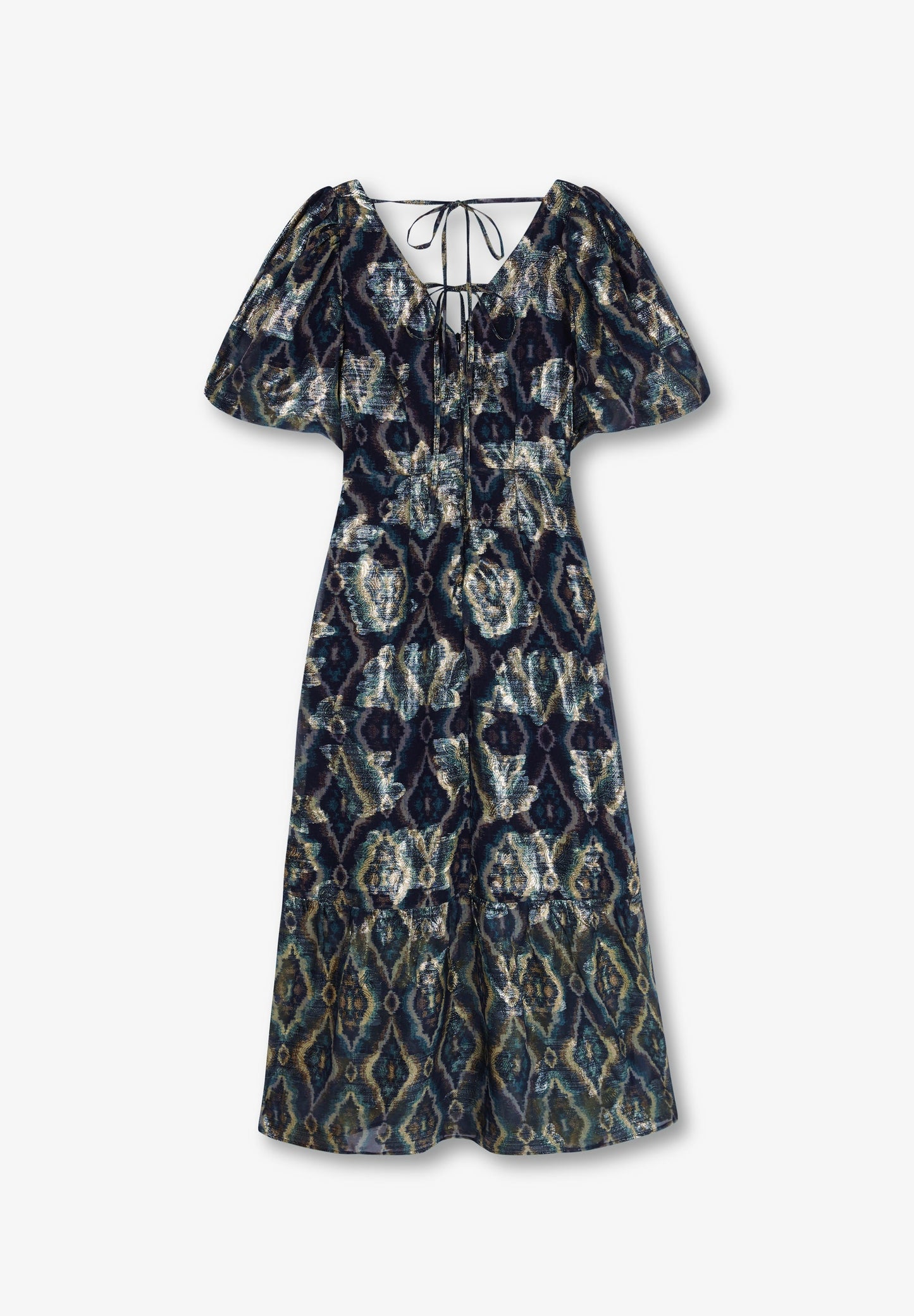 MIDI DRESS WITH PUFF SLEEVES