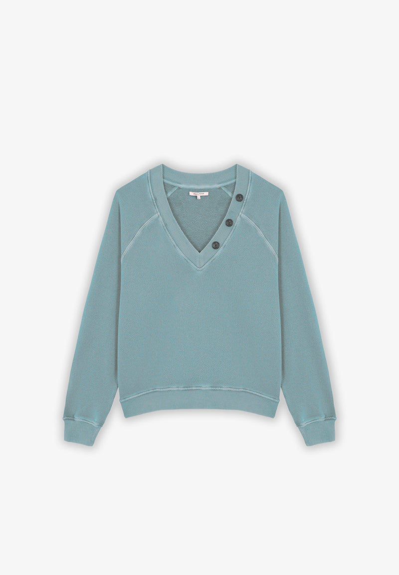 BUTTONED NECK SWEATSHIRT