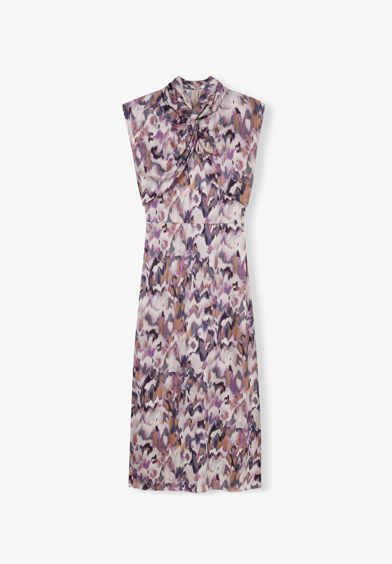 PRINT DRESS WITH KNOT ON THE NECKLINE