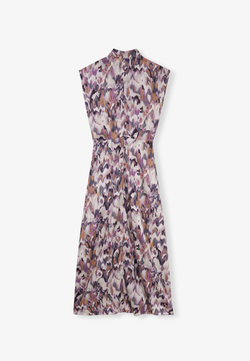 PRINT DRESS WITH KNOT ON THE NECKLINE
