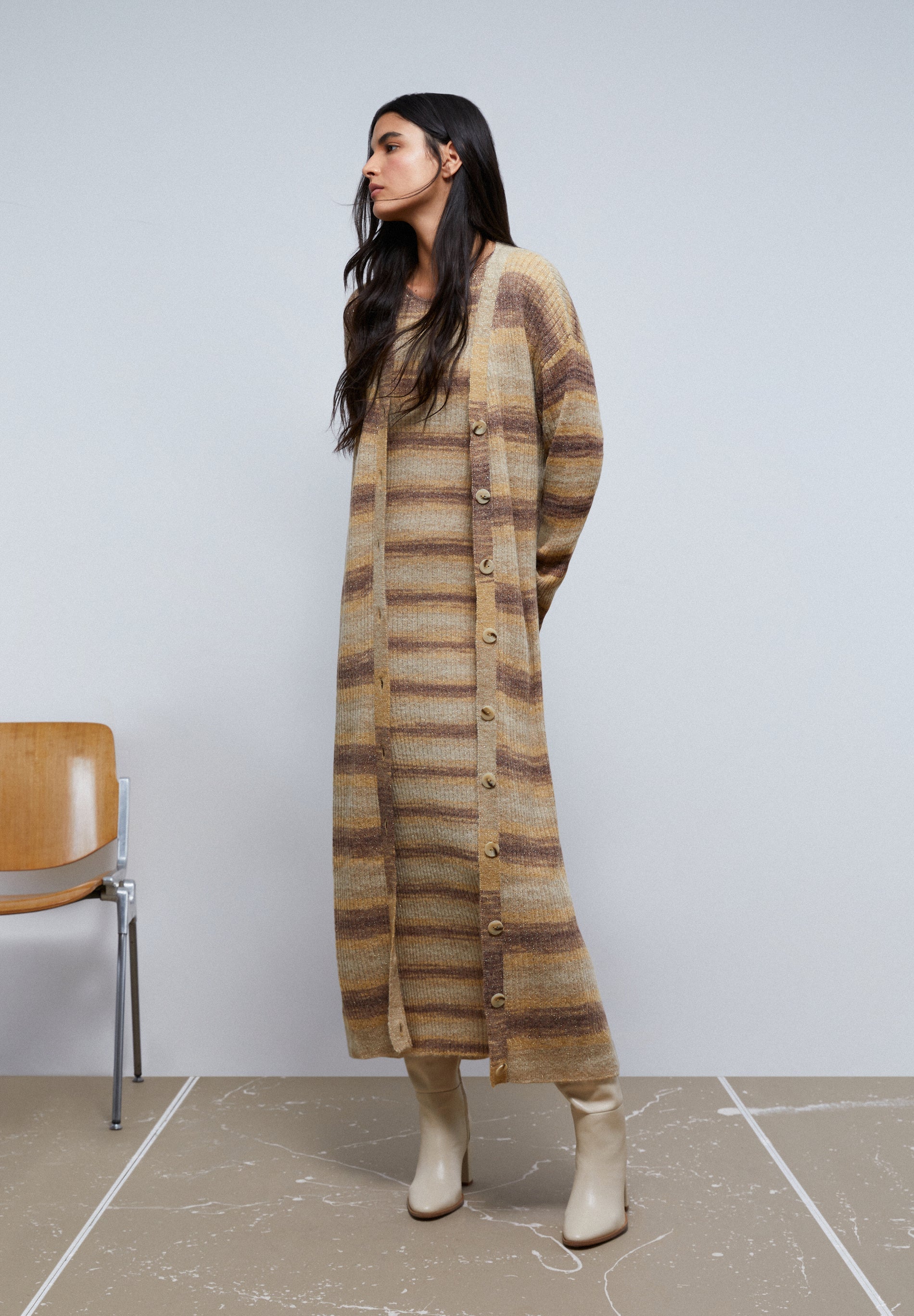 KNITTED MIDI DRESS WITH STRIPES