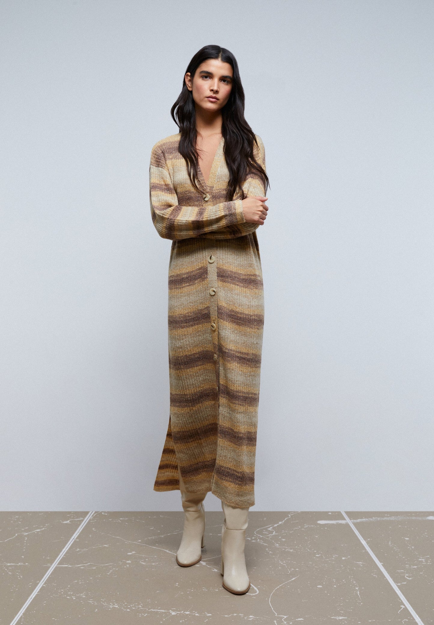 STRIPED KNIT CARDIGAN