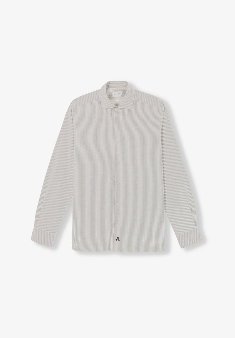 STRIPED SHIRT WITH SKULL AND PLACKET