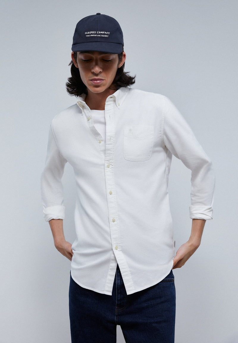 Scalpers Button Down Long Sleeve Shirt White
