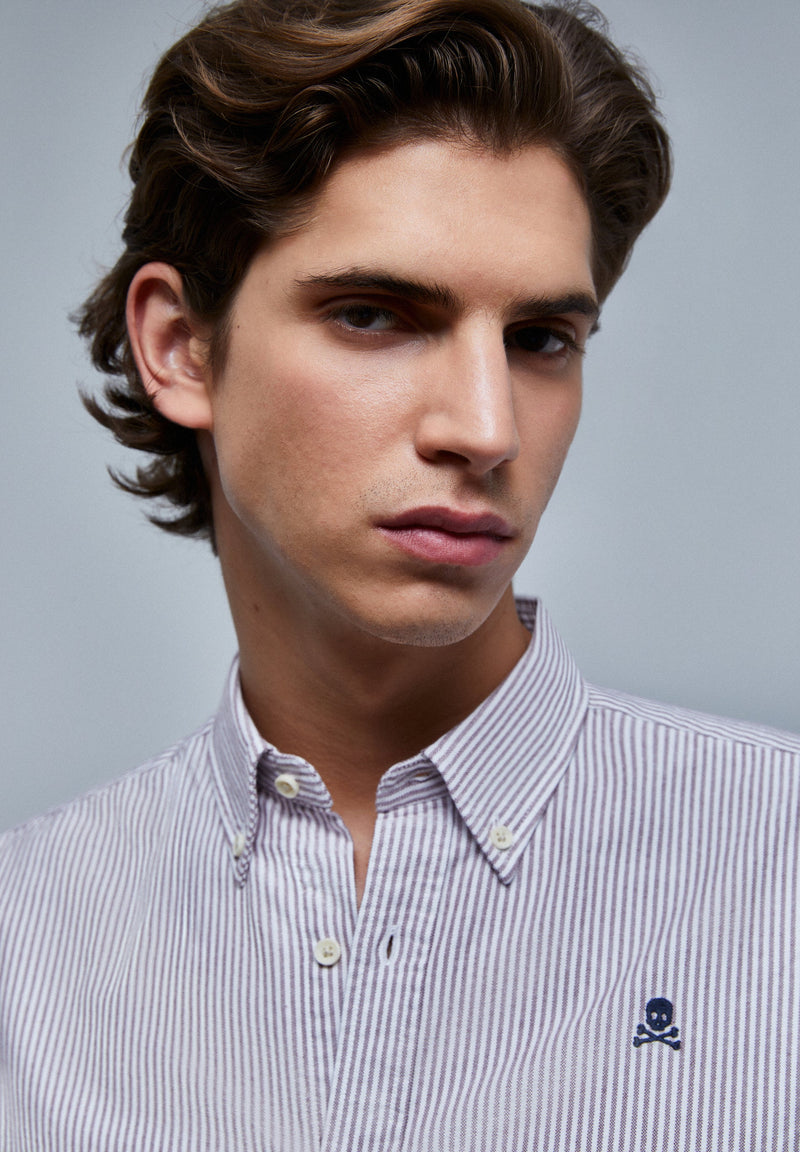 OXFORD SHIRT WITH CONTRAST SKULL PRINT