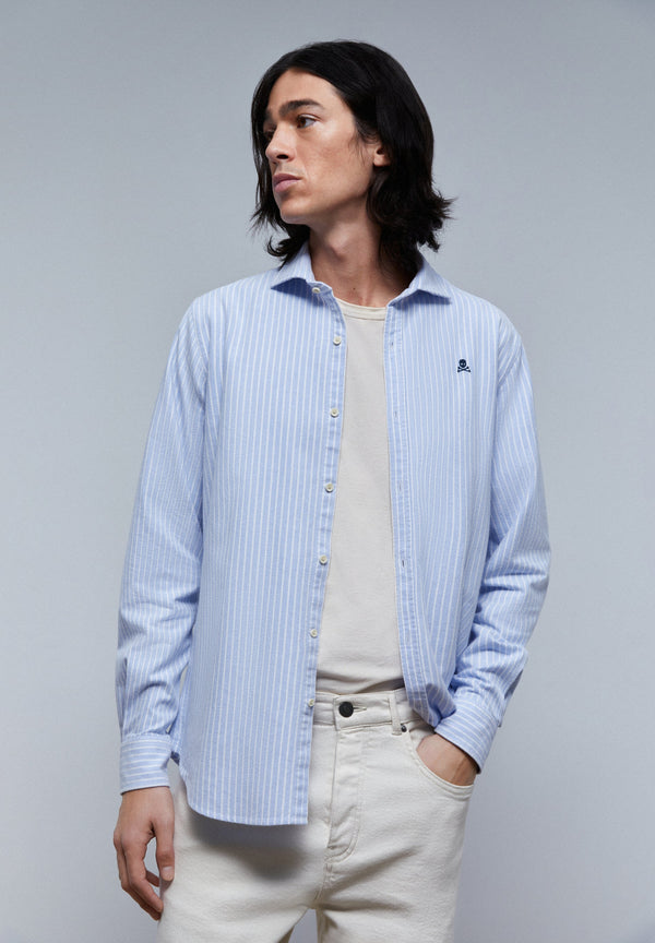 OXFORD SHIRT WITH CONTRAST SKULL PRINT