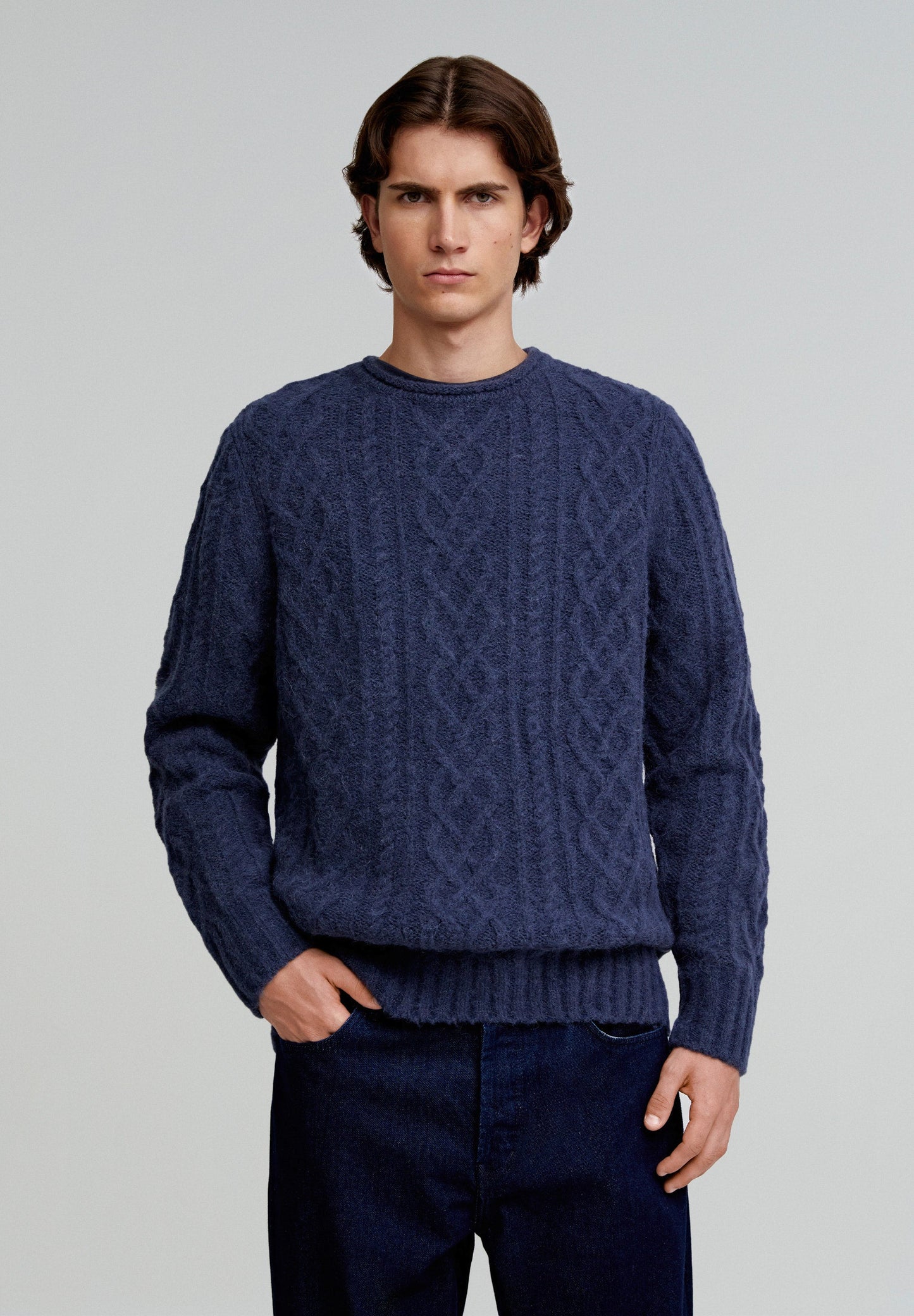 CABLE-KNIT WOOL SWEATER