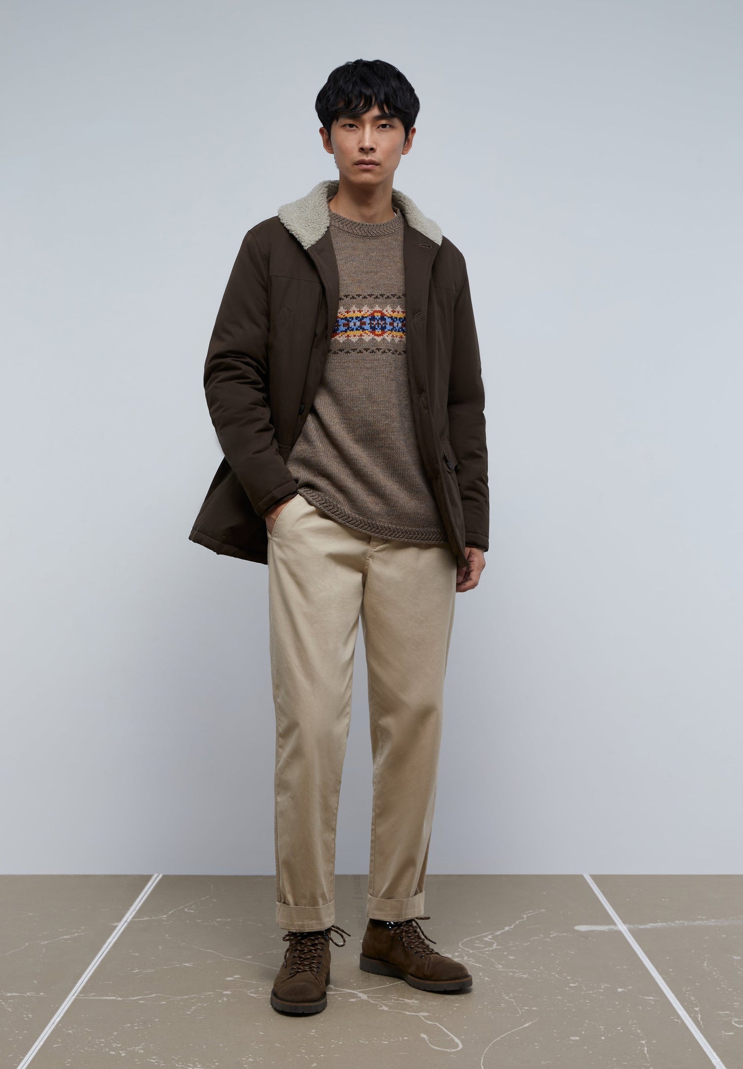 SOFT TOUCH CARDIGAN WITH SHEARLING COLLAR