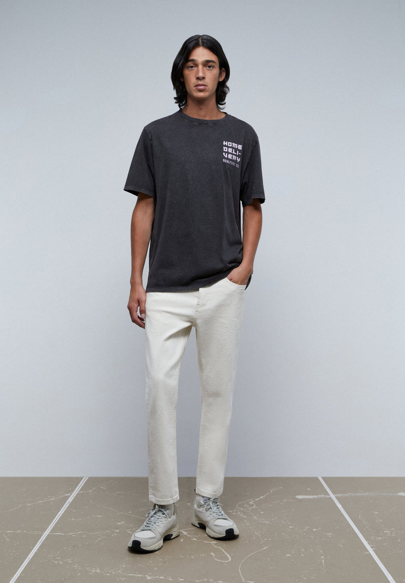 FADED T-SHIRT WITH CONTRAST PRINT
