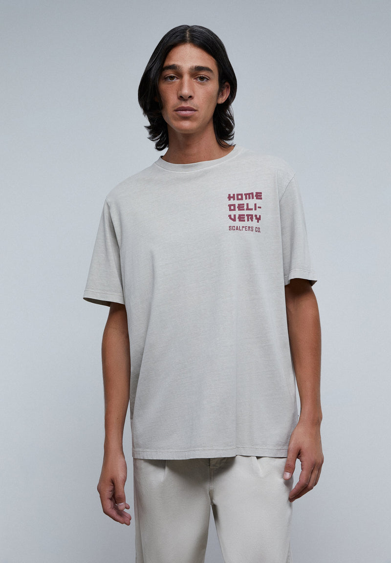 FADED T-SHIRT WITH CONTRAST PRINT