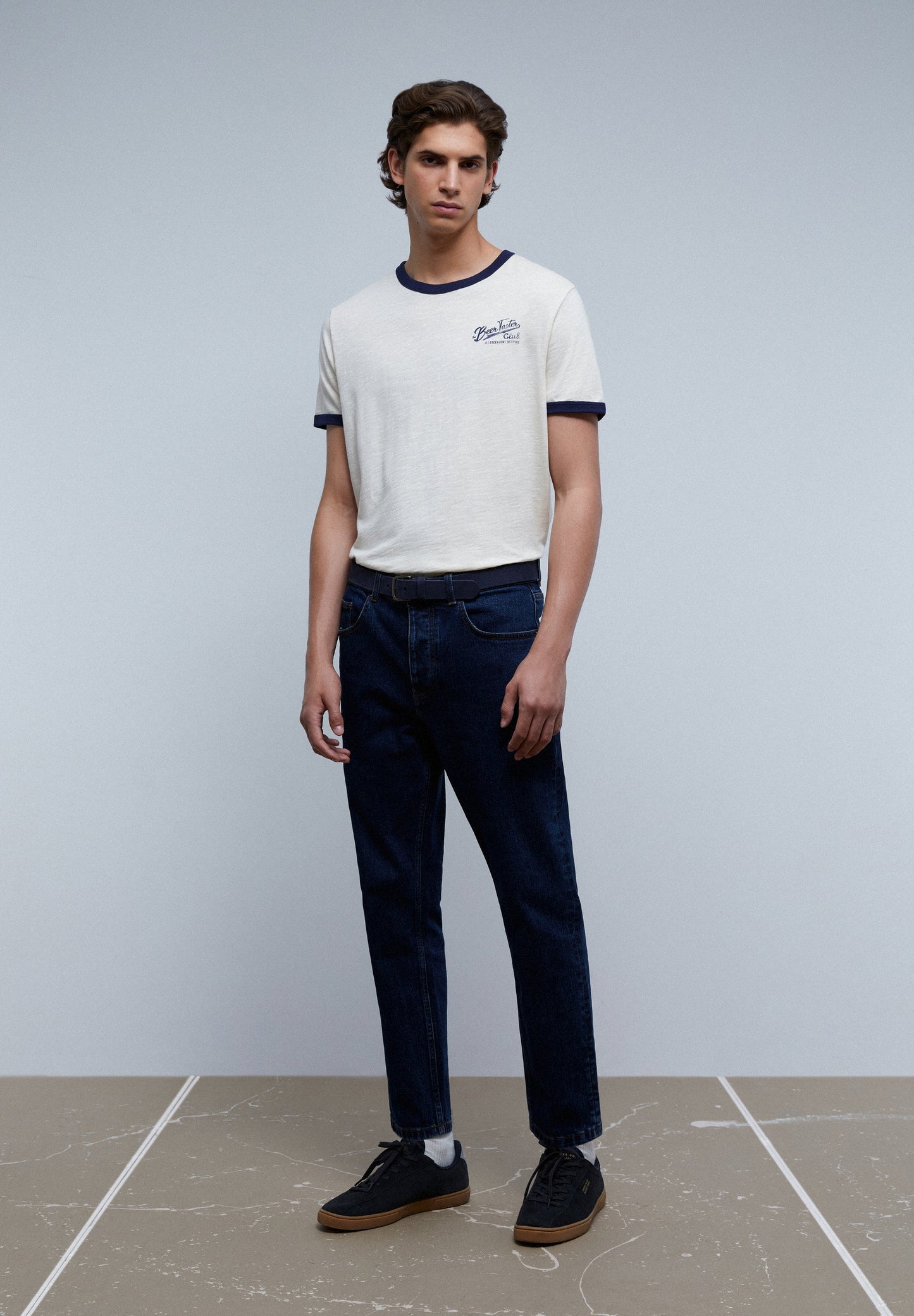 CONTRAST SLUB KNIT T-SHIRT