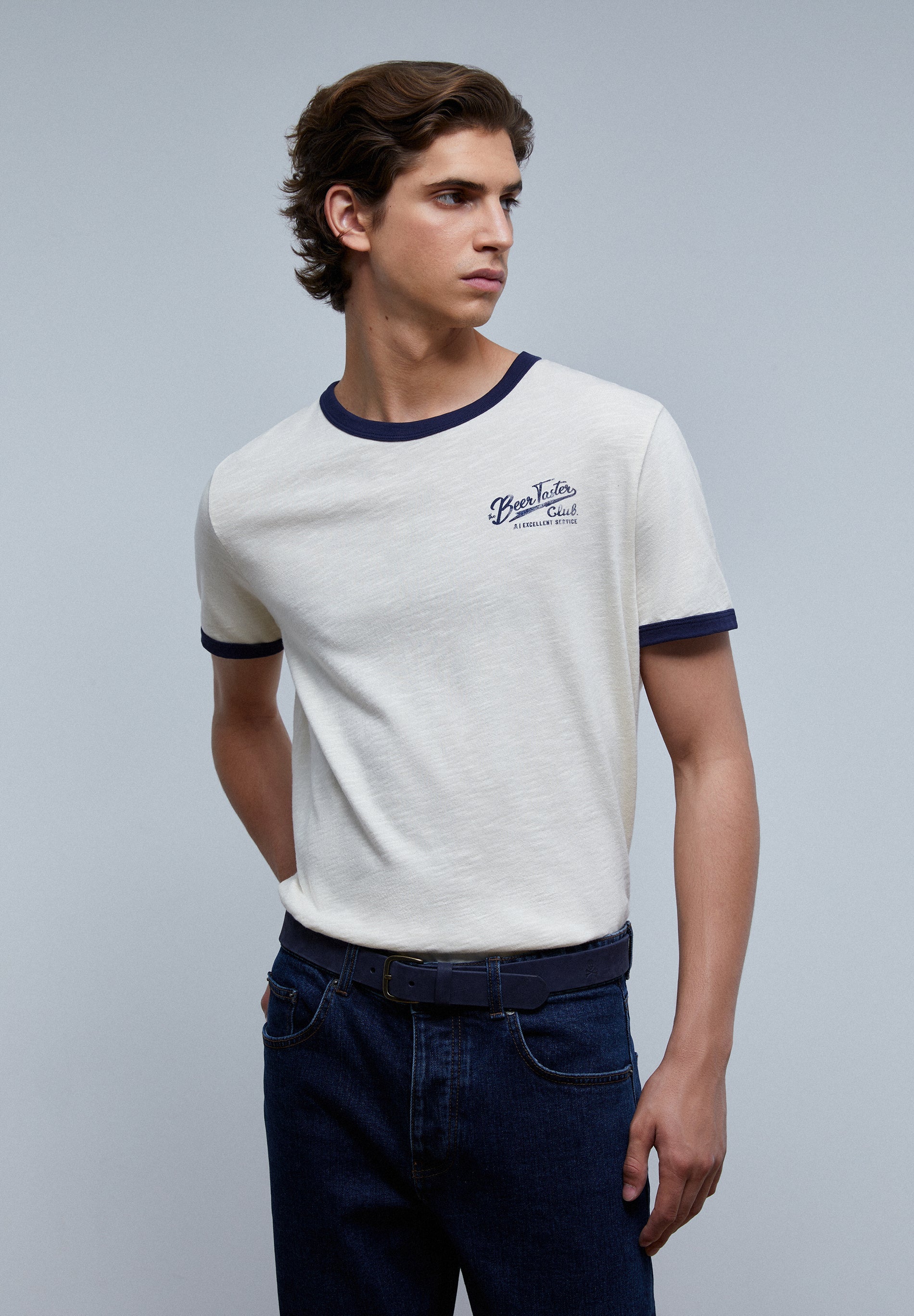 CONTRAST SLUB KNIT T-SHIRT