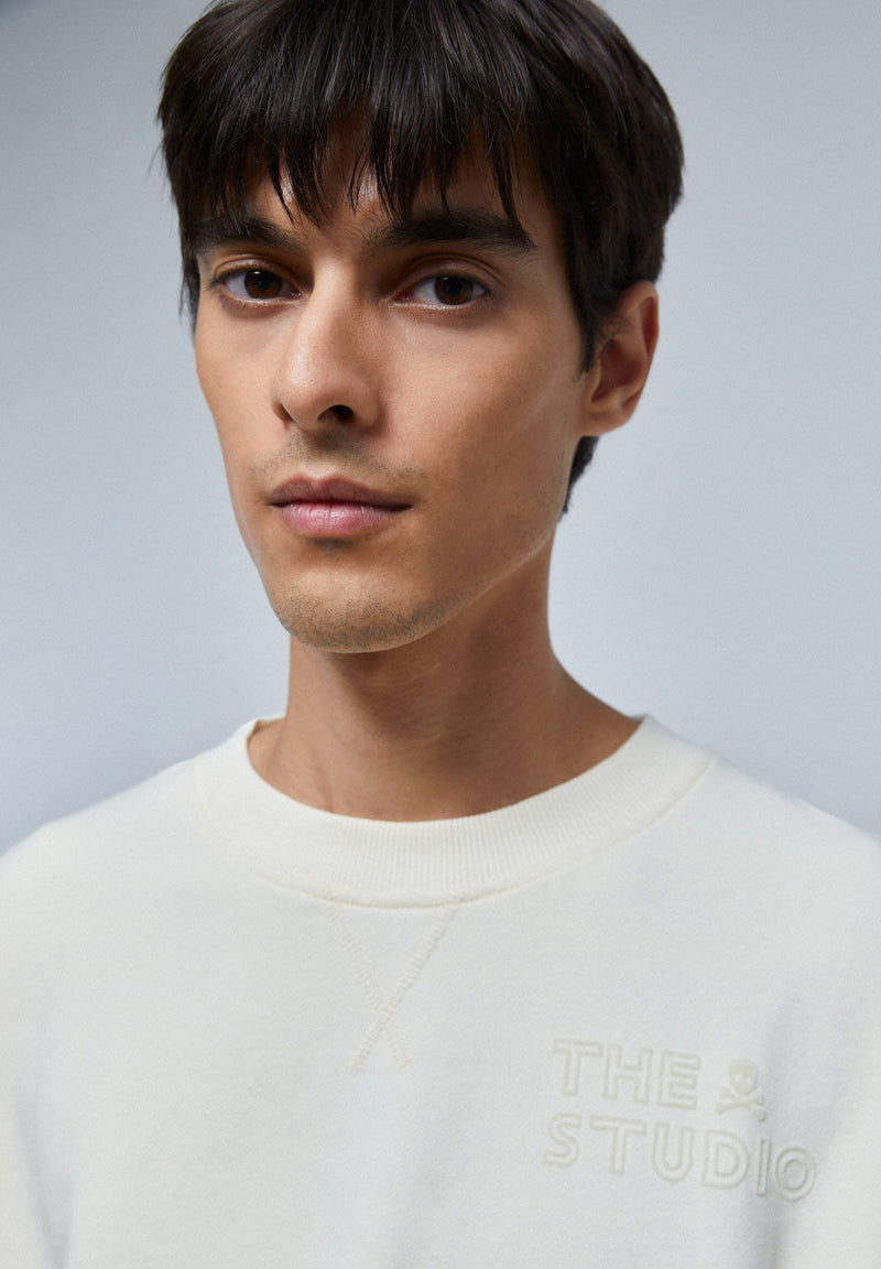 SWEATSHIRT WITH FLOCKED LOGO