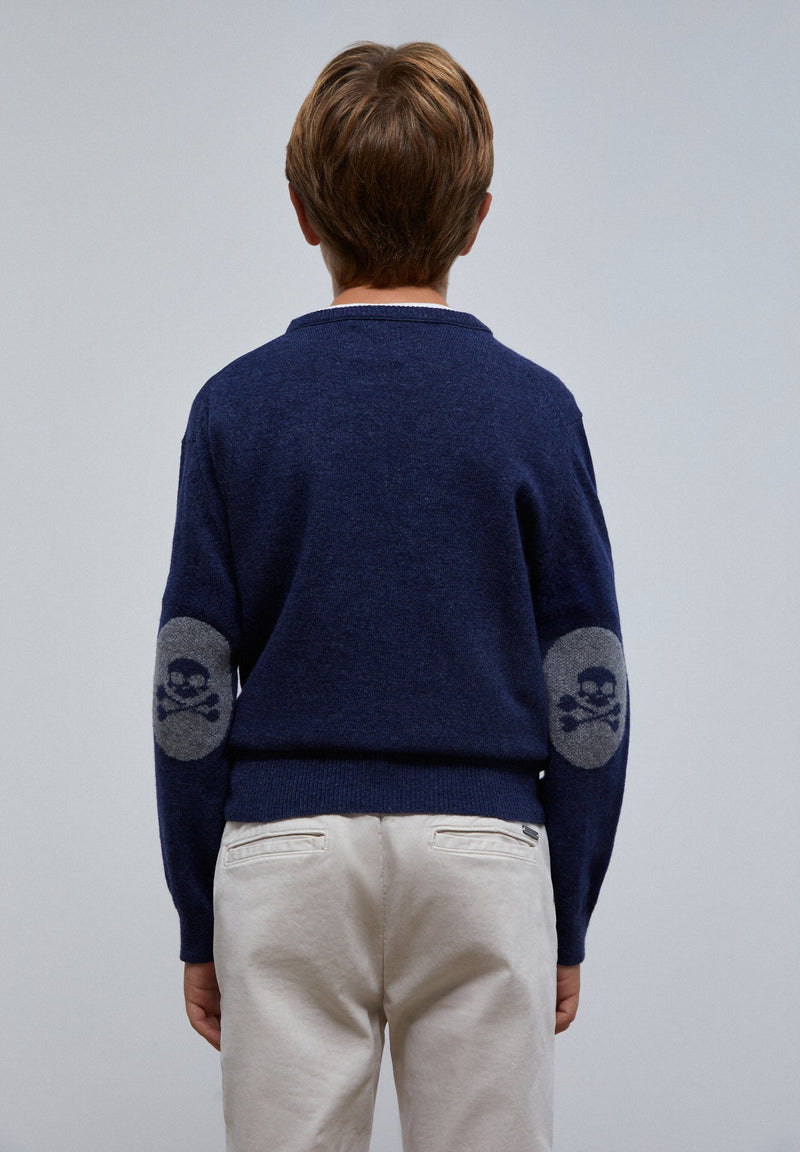 SKULL SWEATER WITH ELBOW PADS