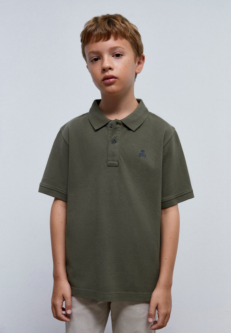 BASIC POLO SHIRT WITH SKULL DETAIL