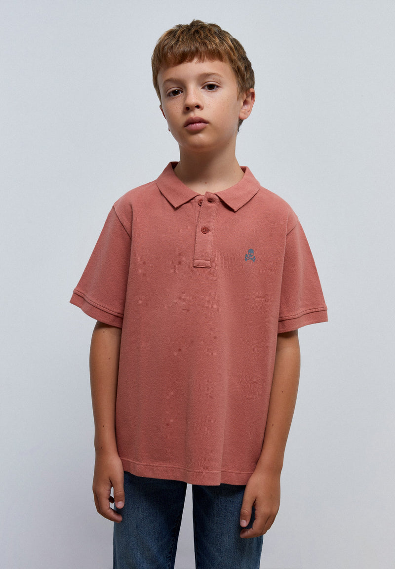 BASIC POLO SHIRT WITH SKULL DETAIL