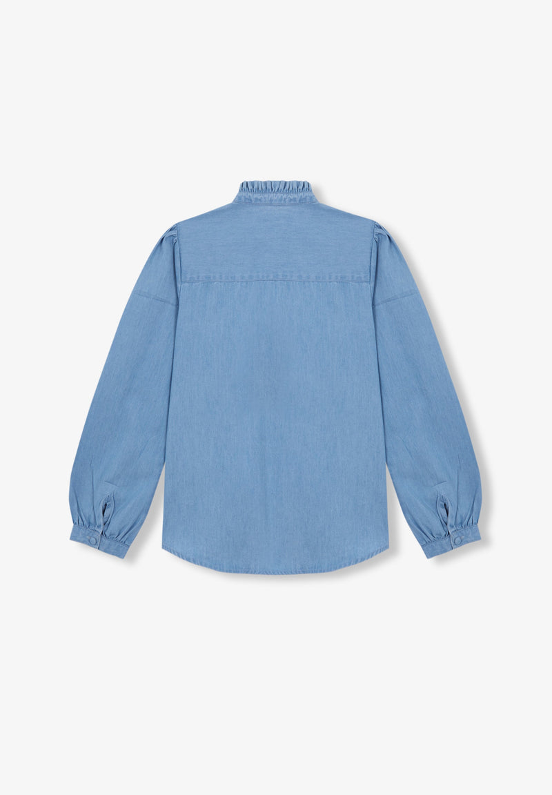 EMBROIDERED DENIM BLOUSE