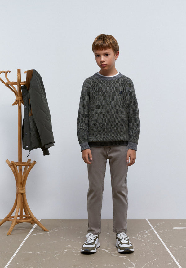 CONTRAST TEXTURED SWEATER