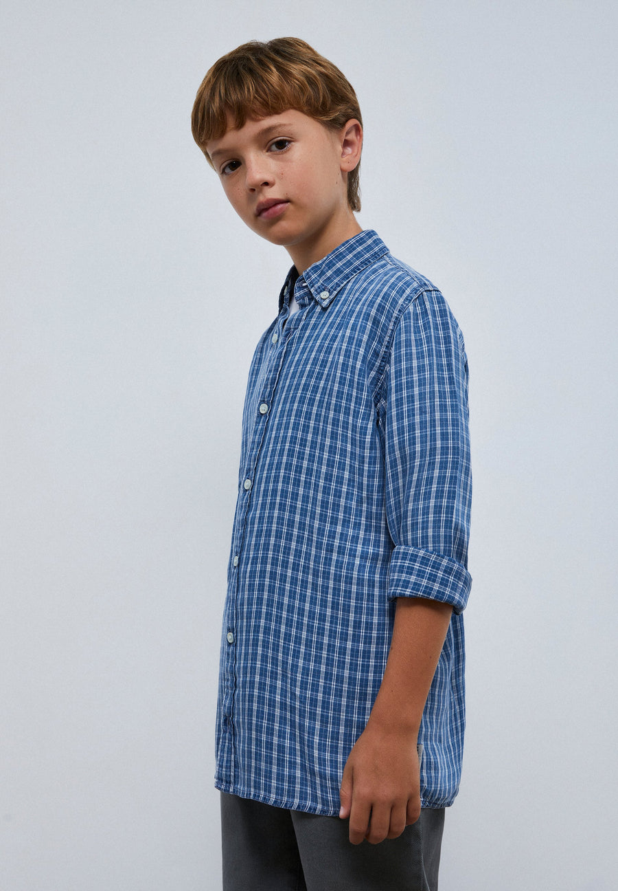 CHECKED DENIM SHIRT