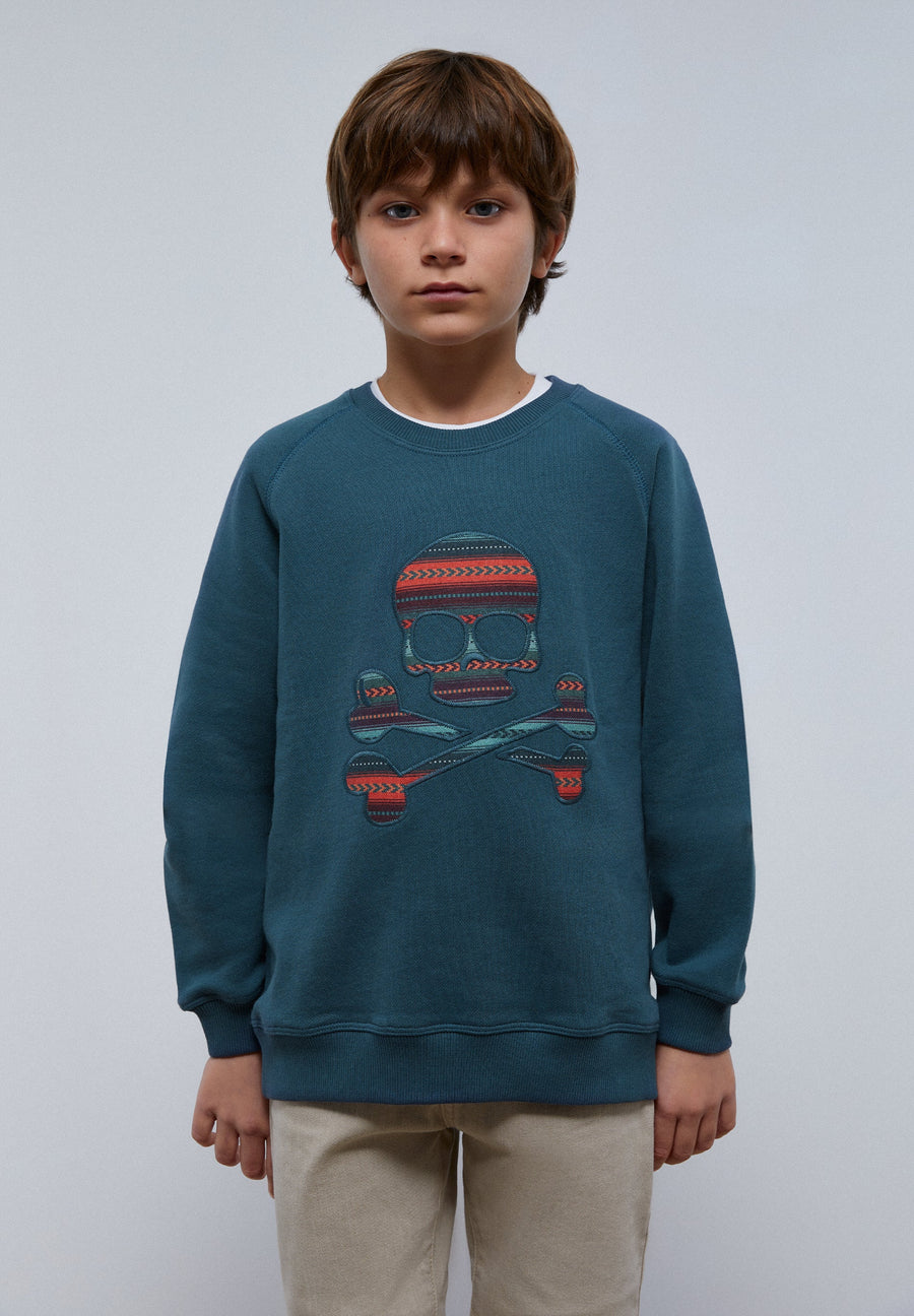 SWEATSHIRT WITH ETHNIC SKULL