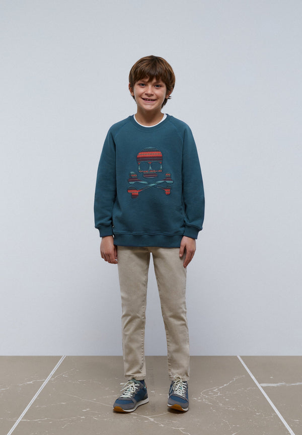SWEATSHIRT WITH ETHNIC SKULL