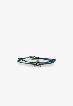 DRAWSTRING LEATHER BRACELET WITH SKULL