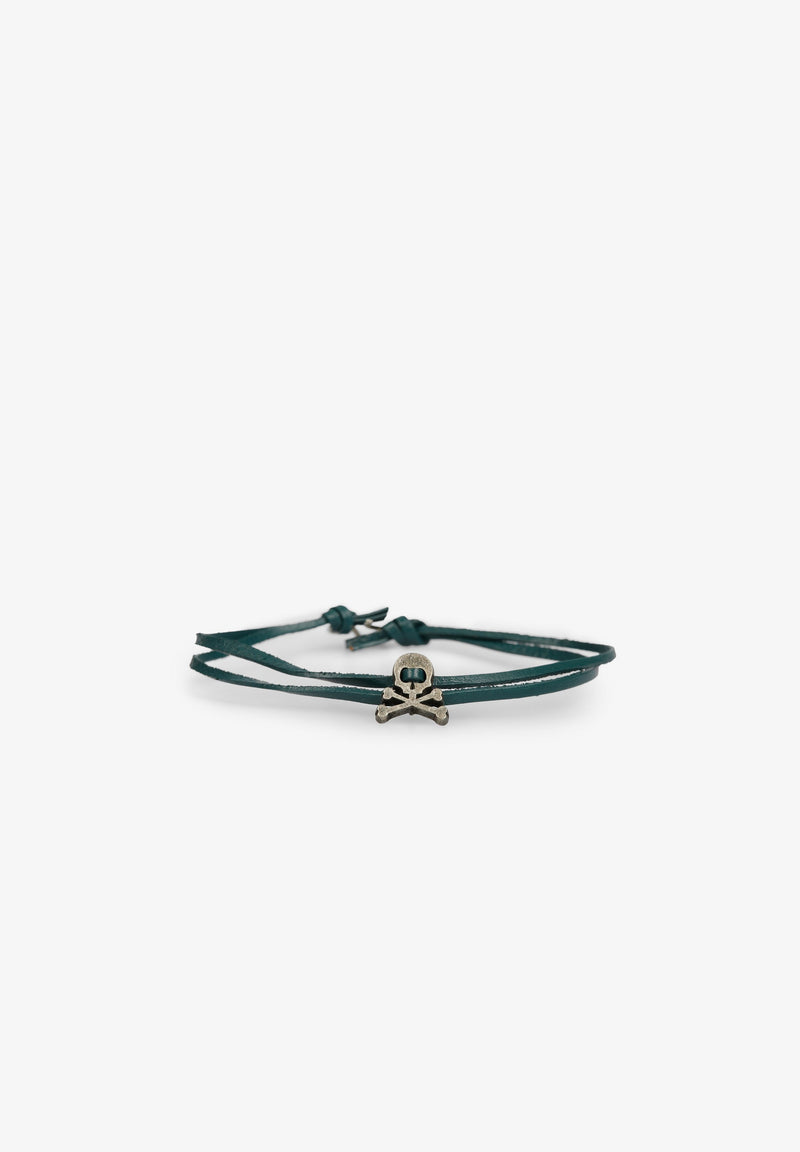DRAWSTRING LEATHER BRACELET WITH SKULL