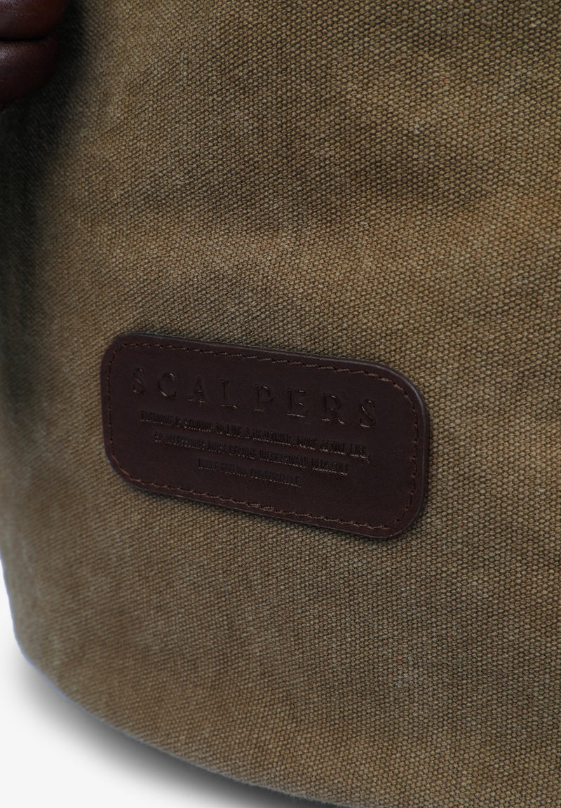 BACKPACK BAG WITH LEATHER DETAILS