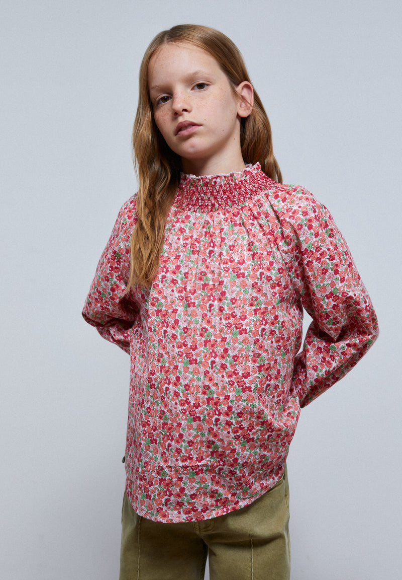 FLORAL SMOCKED BLOUSE