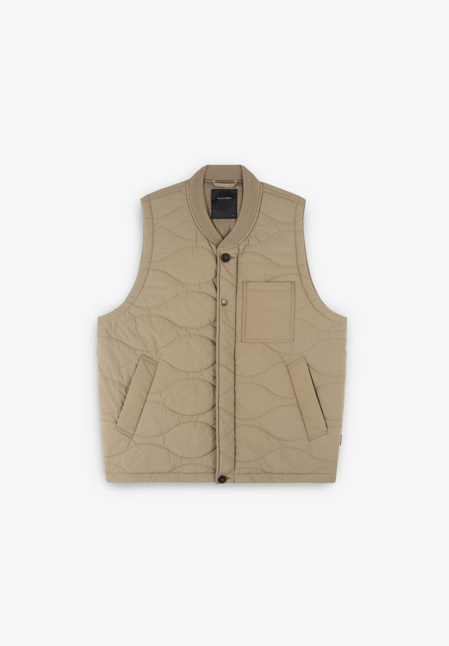 PUFFER VEST WITH RIBBED COLLAR