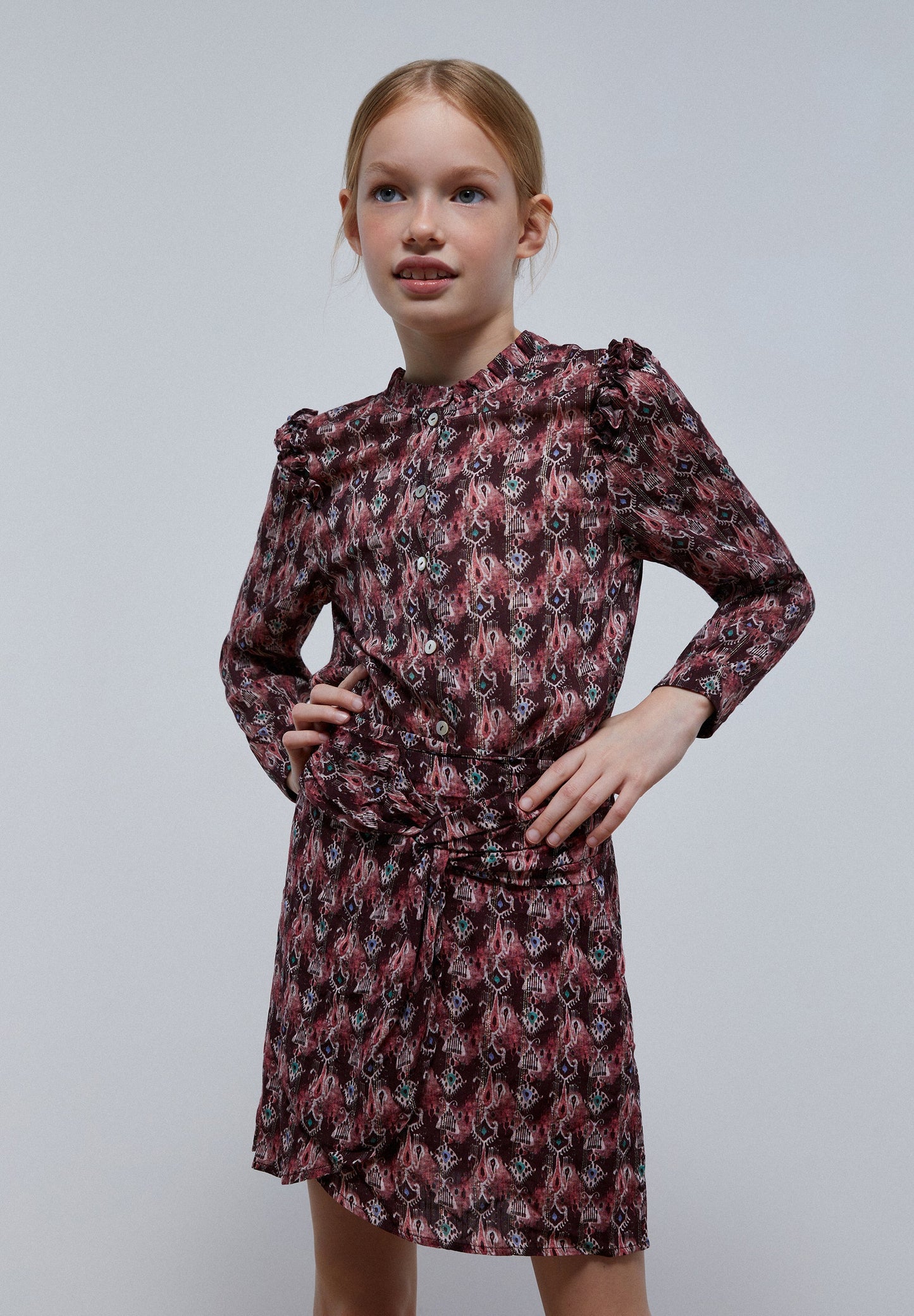 PRINT BLOUSE WITH FRILL