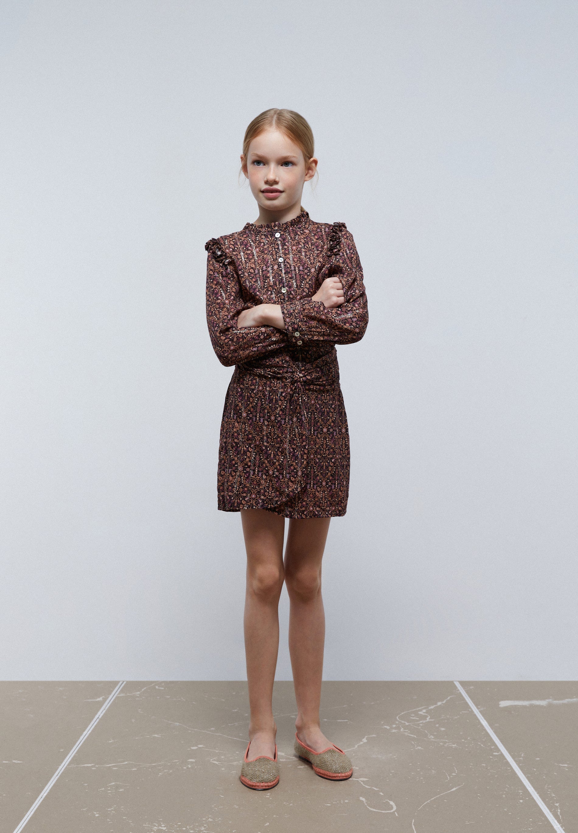 PRINT BLOUSE WITH FRILL