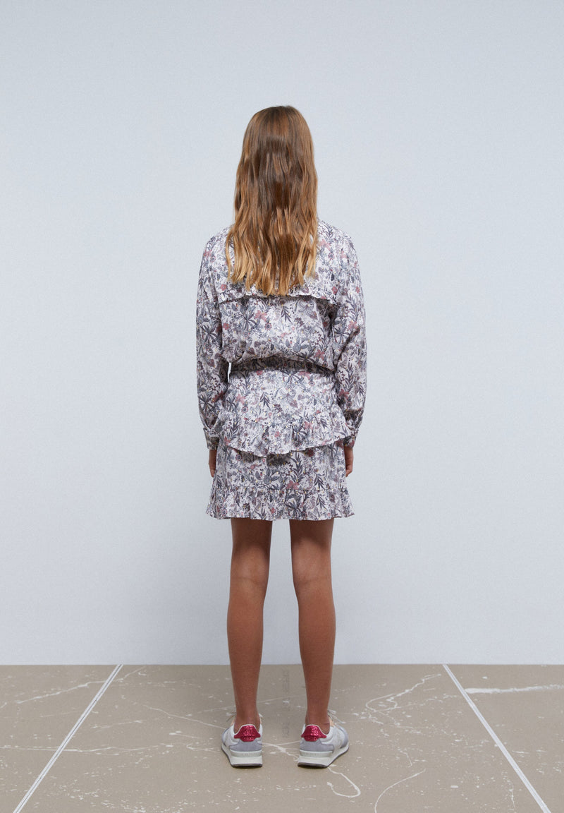 FLORAL SKIRT WITH RUFFLES