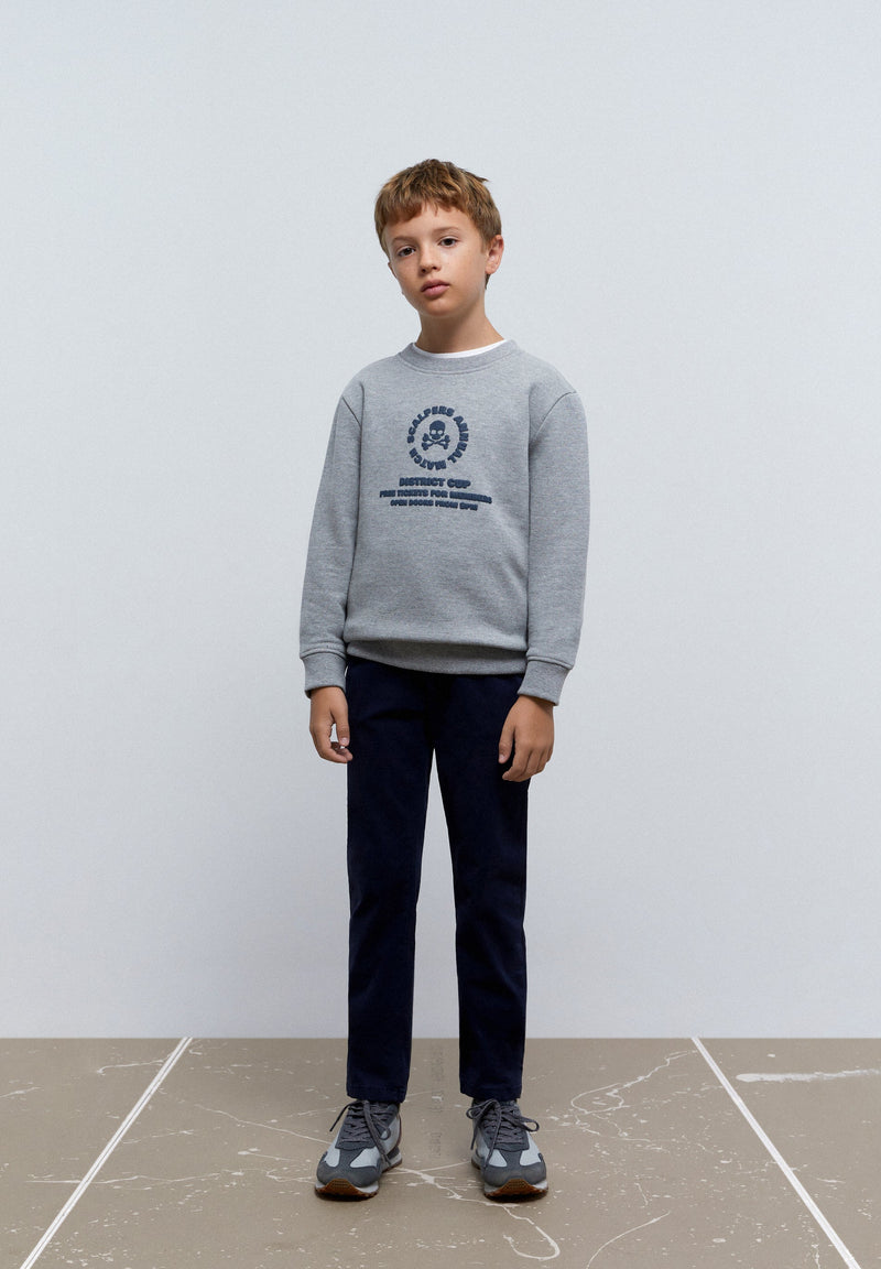 SWEATSHIRT WITH EMBOSSED FRONT PRINT