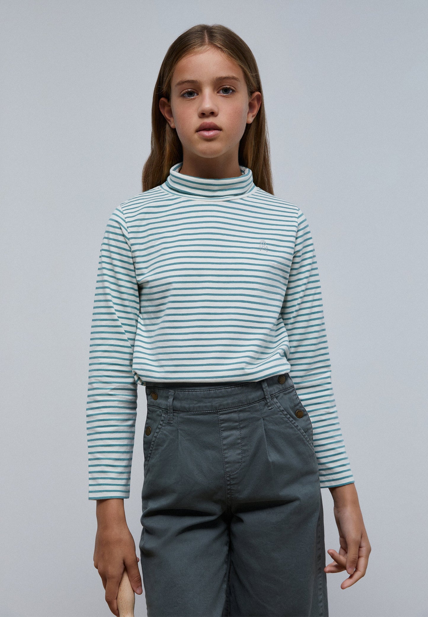 STRIPE HIGH NECK T-SHIRT