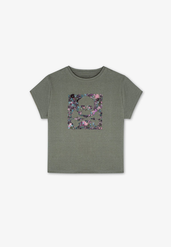 FLOWER SKULL TEE GIRLS
